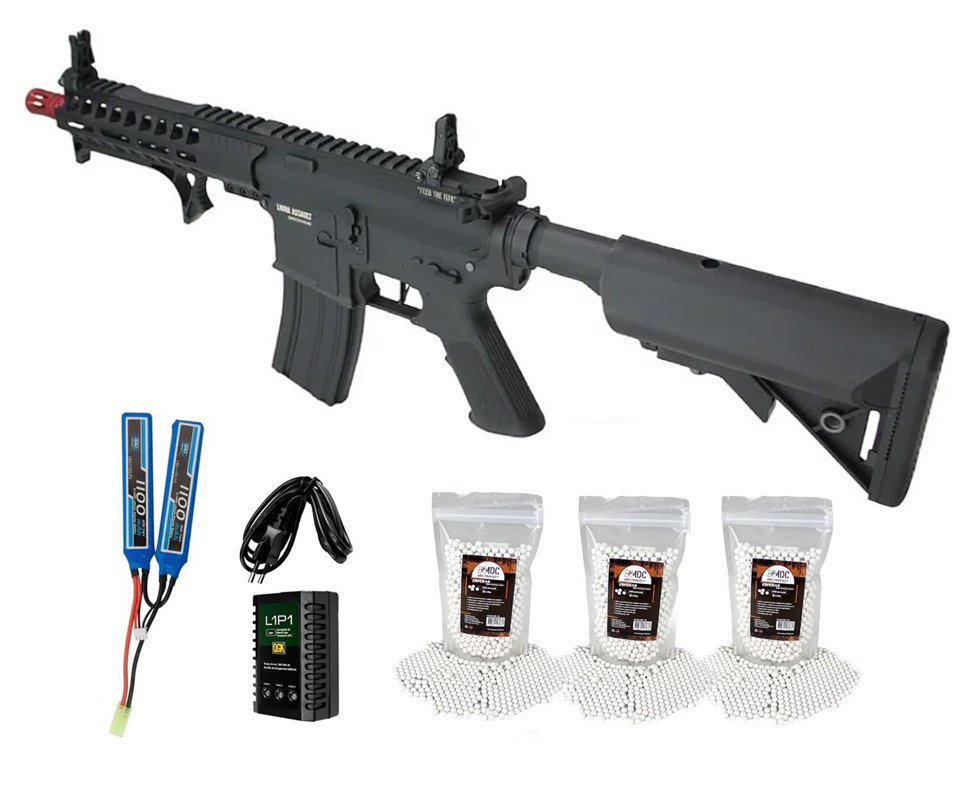 Rifle de Airsoft AEG PDW Ghost QL029 Gatilho ET 6mm - Specna Arms By TAG + Bateria + Carregador +  BBs