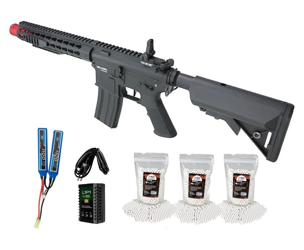 Rifle de Airsoft AEG Striker Full Metal Gatilho ET QL011 6mm - Specna Arms By TAG + Bateria + Carregador + BBs