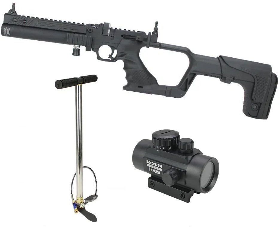 Pistola de Pressão PCP Hatsan AIR JET 1 Cal 5.5mm - Rossi + Bomba + Chumbinho + Red Dot 1x30