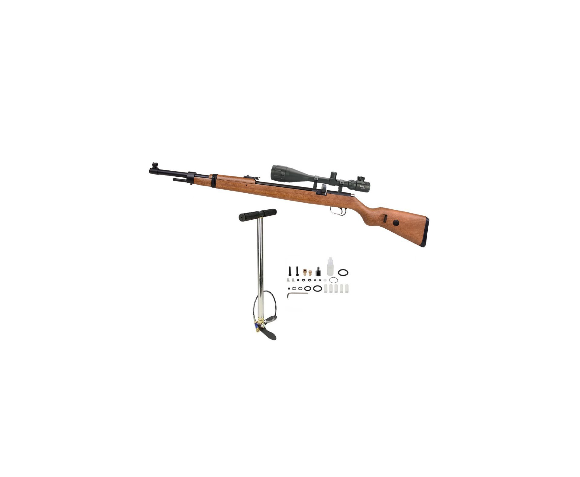 Carabina de Pressão PCP Mauser K98 5.5mm 10 tiros - Diana + Bomba + Luneta 6-24x50