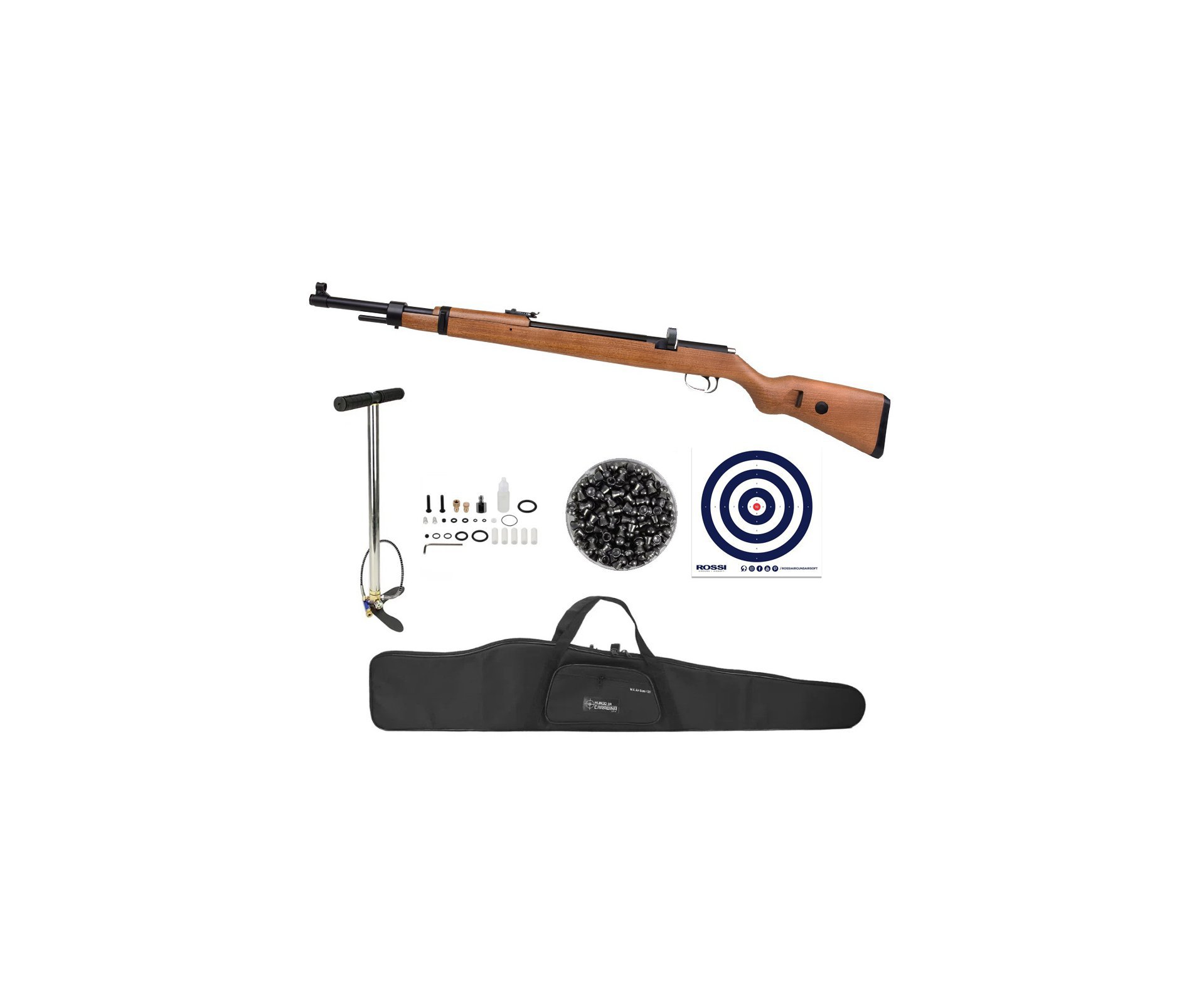 Carabina de Pressão PCP Mauser K98 5.5mm 10 tiros - Diana + Bomba + Capa + Chumbinho + Alvos