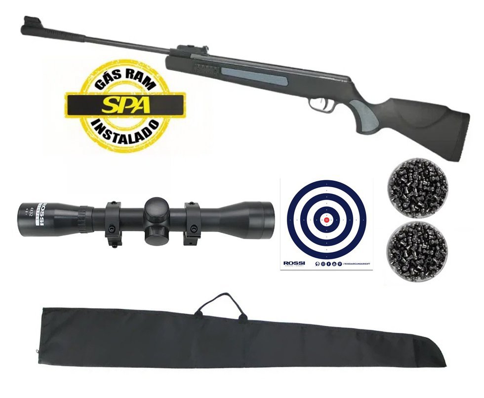 Carabina de Pressão Artemis SR1400 Everest 5.5mm Gás Ram 70kg Instalado SPA + Luneta 4x32 + Capa + Chumbinho + Alvos