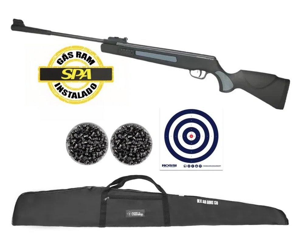 Carabina de Pressão Artemis SR1400 Everest 5.5mm Gás Ram 70kg Instalado SPA + Capa + Chumbinho + Alvos