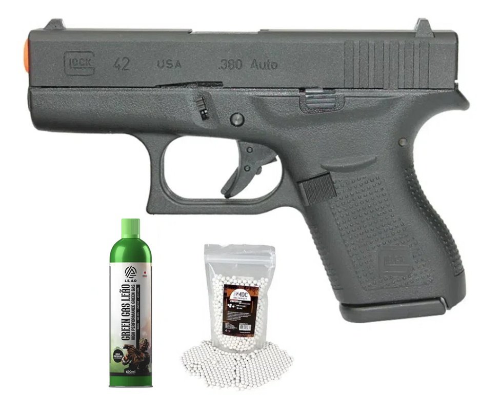 Pistola de Airsoft Glock G42 GBB Green Gas Blowback 6mm - Umarex + BB’S + Green Gas