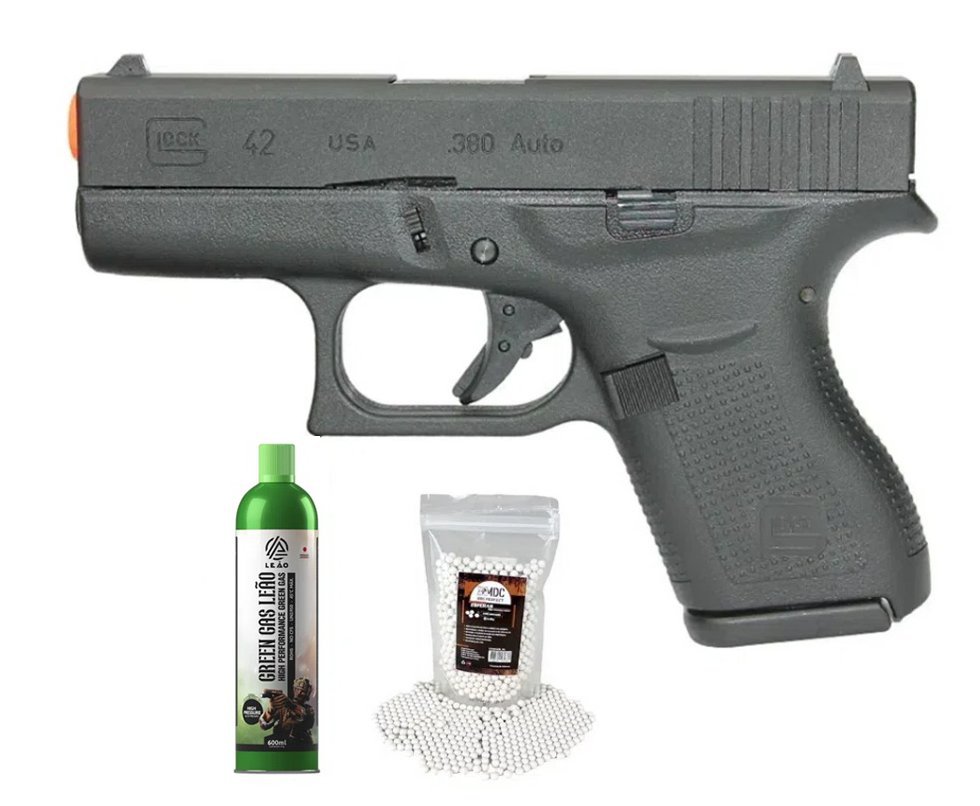Pistola de Airsoft Glock G42 GBB Green Gas Blowback 6mm - Umarex + BB’S + Green Gas