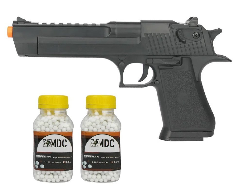 Pistola de Airsoft Desert Eagle .50 SDE BK Spring 6mm - QGK + BB’S
