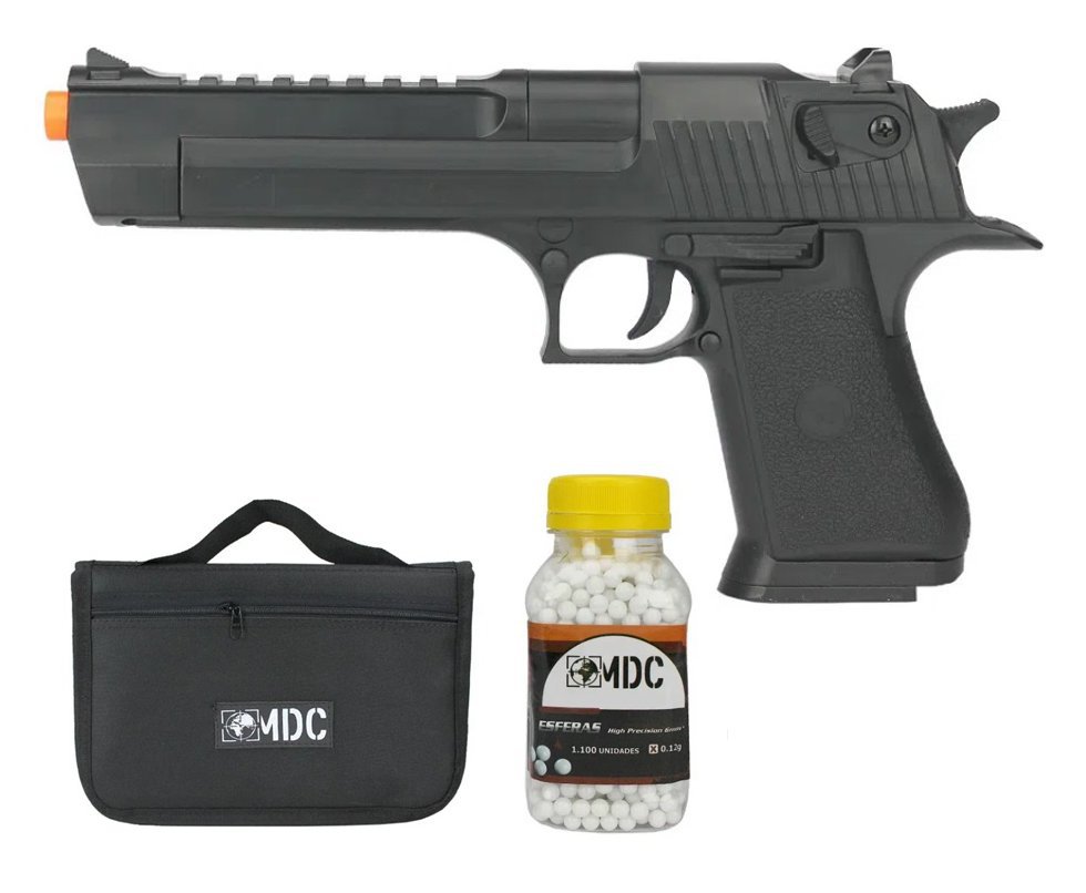 Pistola de Airsoft Desert Eagle .50 SDE BK Spring 6mm - QGK + BB’S + Capa