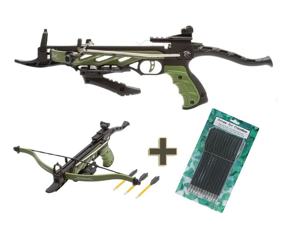Besta/Balestra MK-TCS1-G Alligator 80 Libras Verde - Mankung + 12 Flechas