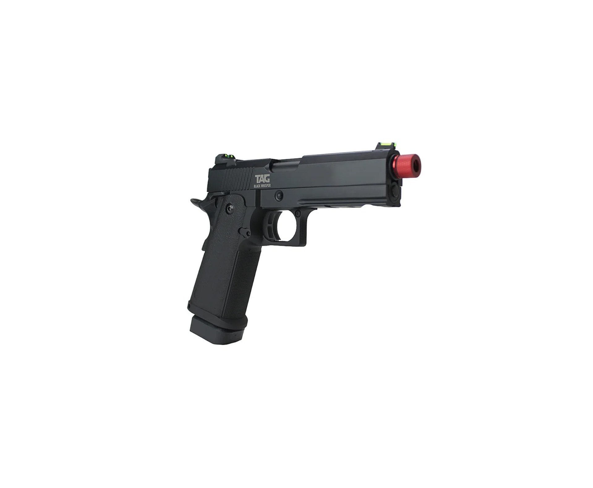 Pistola de Airsoft GBB Black Whisper 1911 Hi-Capa 4.3 Blowback 6mm - TAG + Green Gas + BB’S + Óleo de Silicone + Alvos