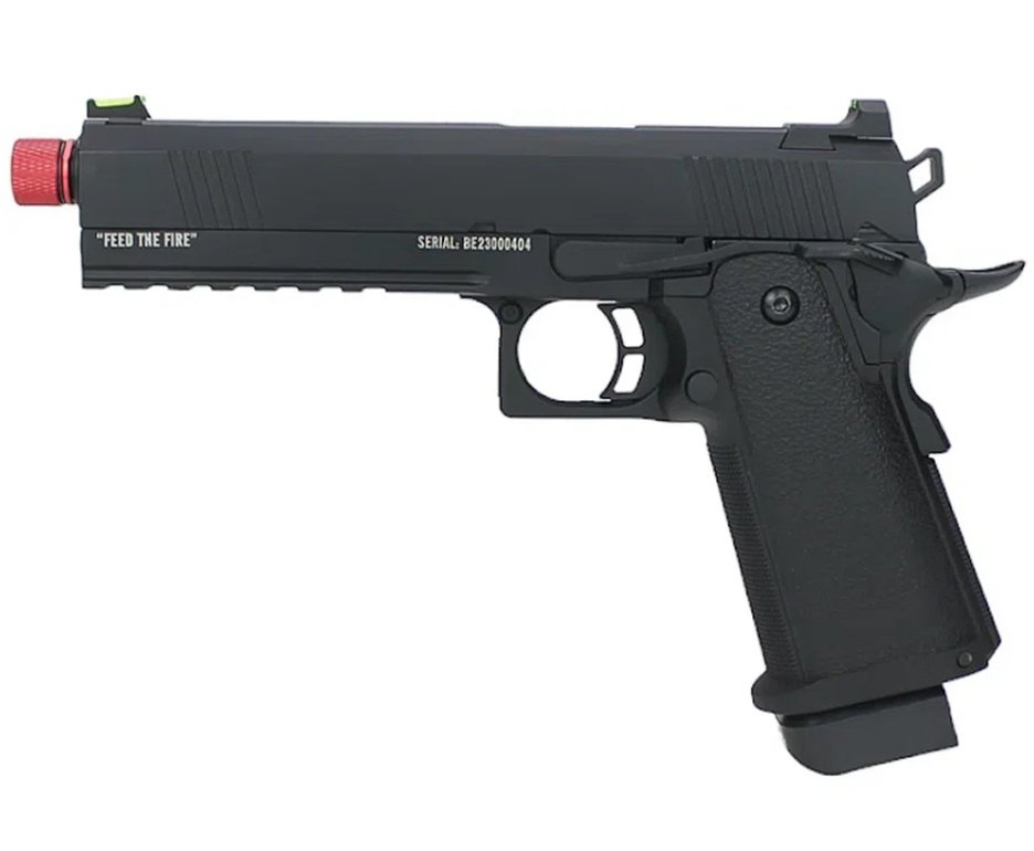Pistola de Airsoft GBB Black Evil 1911 5.1 Blowback 6mm - TAG + Case + Green Gas + BB’S + Óleo de Silicone + Alvos