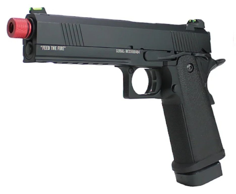 Pistola de Airsoft GBB Black Whisper 1911 Hi-Capa 4.3 Blowback 6mm - TAG + Case + Green Gas + BB’S + Óleo de Silicone + Alvos