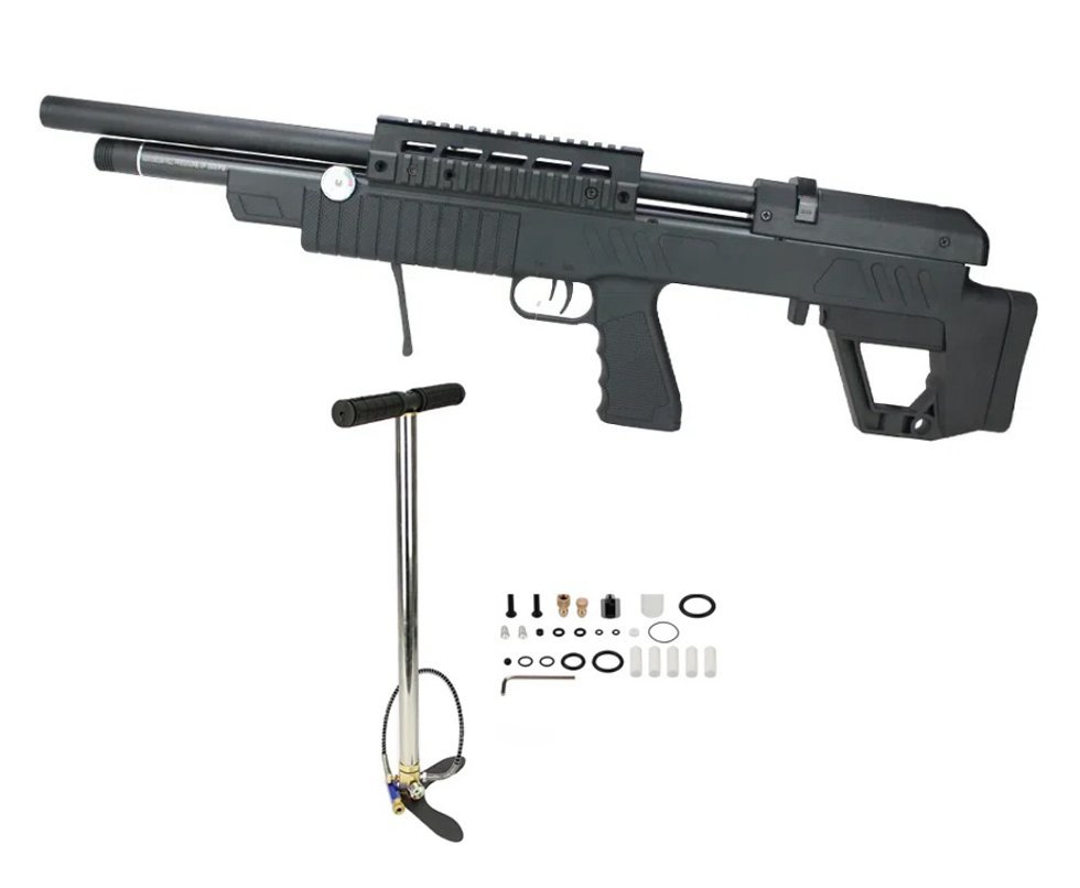 Carabina de Pressão PCP Beeman 13655 VR Bull PUP 6.35mm com Válvula Reguladora - Rossi + Bomba PCP