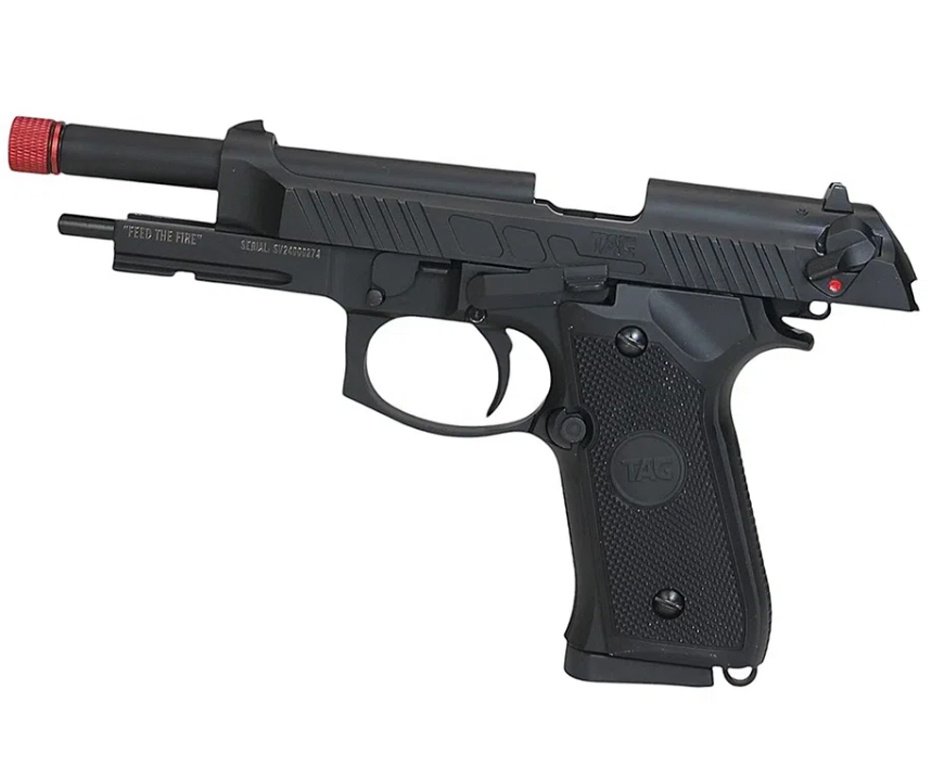 Pistola de Airsoft GBB Beretta M92 Savage Green Gas Blowback 6mm - TAG + Case + Green Gas + BB’S + Óleo de Silicone + Alvos