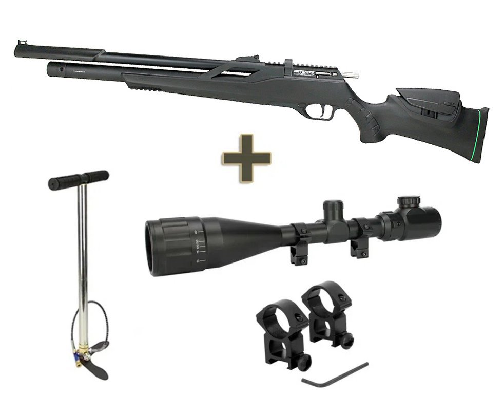 Carabina de Pressão PCP Artemis T-REX 5.5mm com Válvula Reguladora - Fixxar + Bomba + Luneta 6-24x50 + Mount