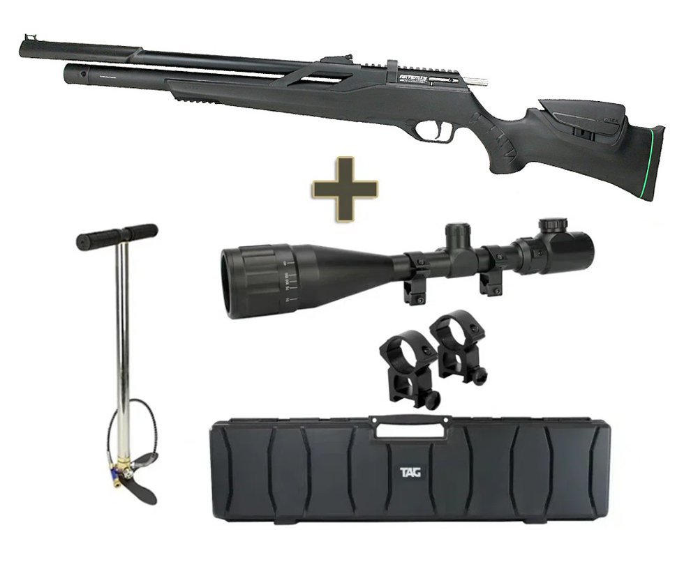 Carabina de Pressão PCP Artemis T-REX 4.5mm com Válvula Reguladora - Fixxar + Bomba + Luneta 4-16x50 + Case + Mount