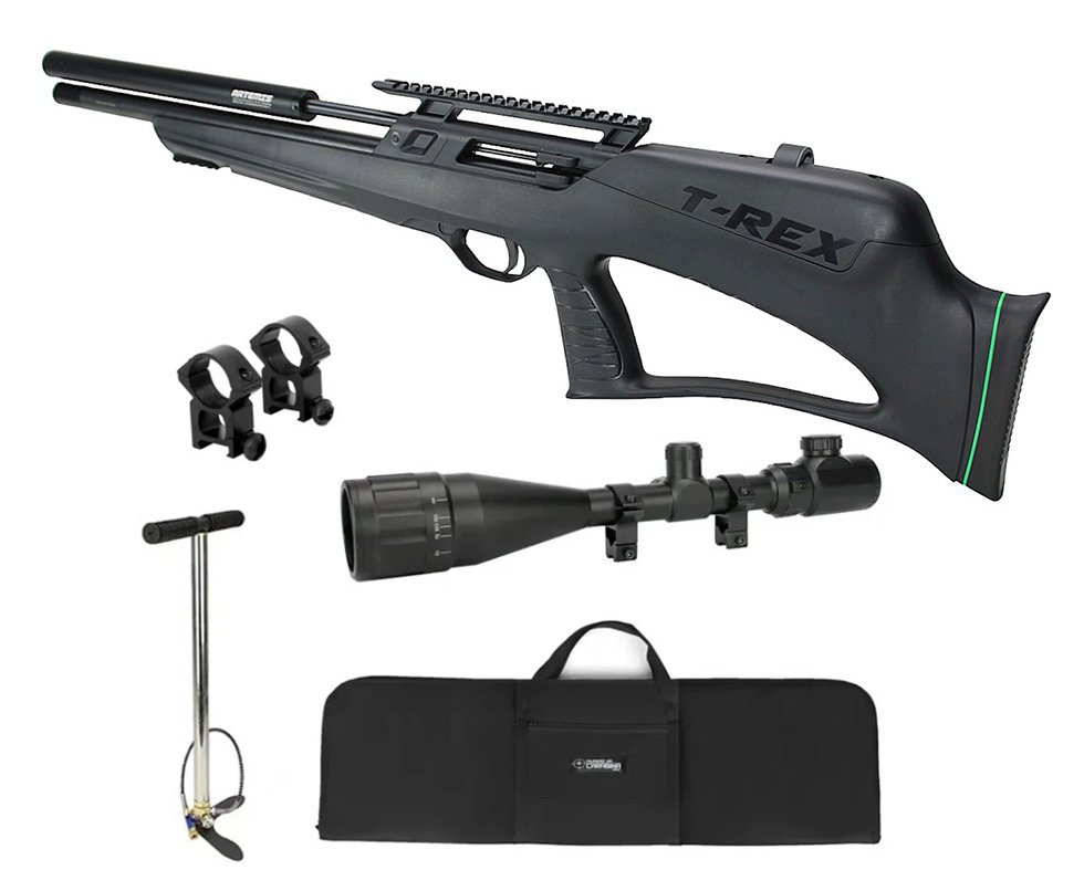 Carabina de Pressão PCP Artemis T-REX Bullpup 5,5mm com Válvula Reguladora - Fixxar + Bomba + Capa + Luneta 4-16x50 + Mount