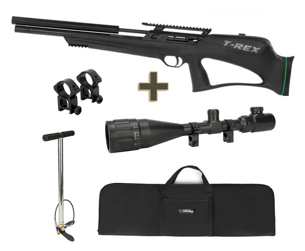 Carabina de Pressão PCP Artemis T-REX Bullpup 4,5mm com Válvula Reguladora - Fixxar + Bomba + Capa + Luneta 4-16x50 + Mount