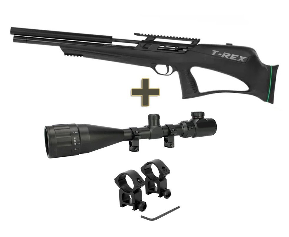 Carabina de Pressão PCP Artemis T-REX Bullpup 4,5mm com Válvula Reguladora - Fixxar + Luneta 4-16x50 + Mount