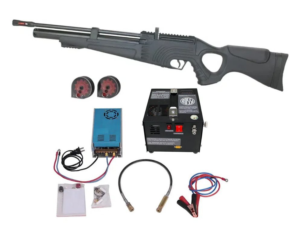 Carabina de Pressão PCP Hatsan Flash 101 Synt 5.5mm - Rossi + Compressor de Ar