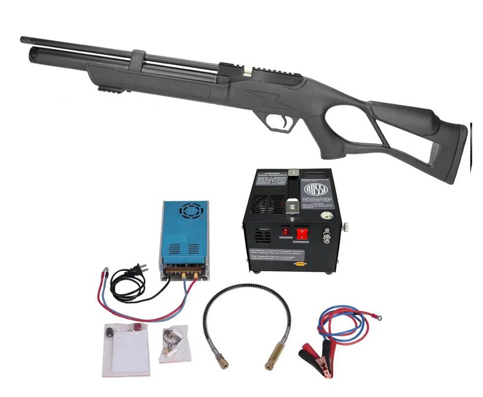 Carabina de Pressão PCP Hatsan Flash 5.5mm 12 Tiros + Compressor de Ar