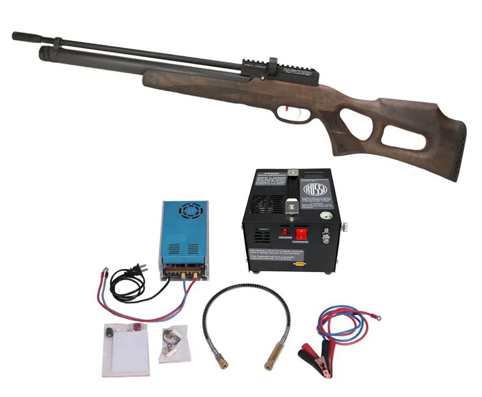 Carabina de Pressão PCP Kral Puncher Nish W 5.5mm - FXR + Compressor Compacto portátil 300BAR 110V/220V/12V