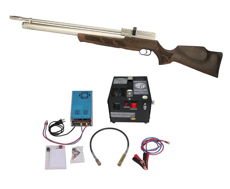 Carabina de Pressão PCP Puncher Mega Marine W 6.35mm - Kral Arms + Compressor