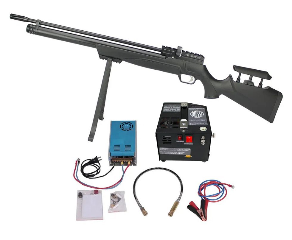 Carabina de Pressão PCP Puncher S 12 Tiros 5.5mm - Kral Arms + Compressor
