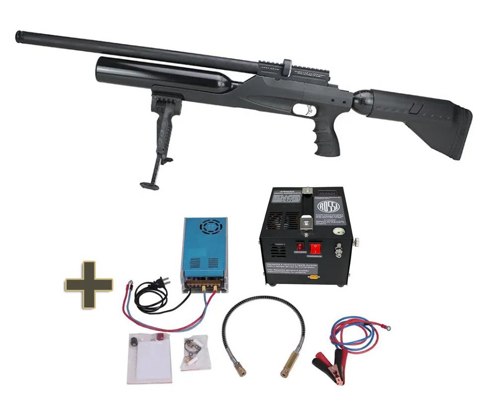 Carabina de Pressão PCP Kral Puncher BIGMAX X Black 7.62mm - Kral Arms + Compressor