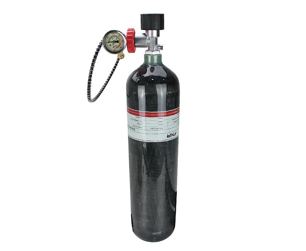 Cilindro Scuba 3L Fibra Carbono 300bar FXR + Estação de recarga DIN + Válvula Para Cilindro Scuba padrão DIN