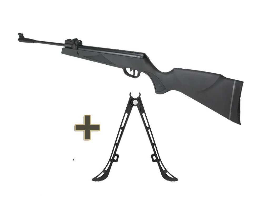 Carabina de Pressão Black Hawk MAG GR1000X 12 Tiros 5.5mm - Artemis + Bipé de Apoio MDC