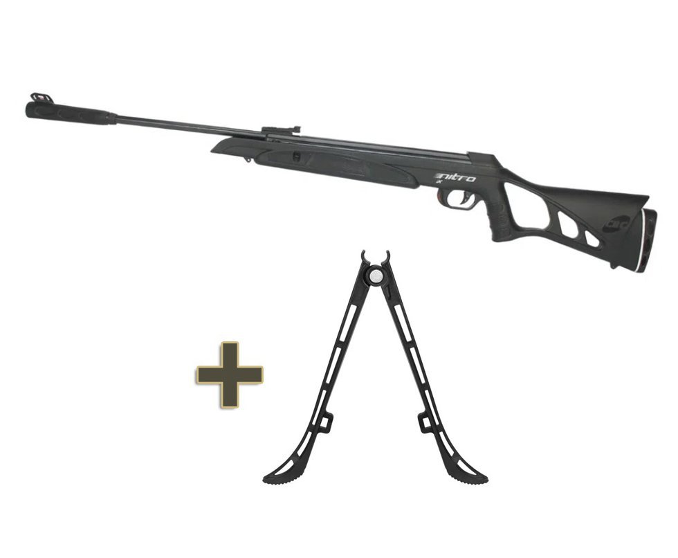 Carabina De Pressão Cbc Nitro-x 1000 - Calibre 5,5 Mm - Oxidada + Bipé