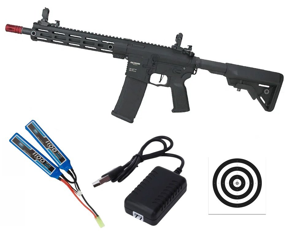 Rifle de Airsoft AEG AR15 Neptune 10" Plus Gatilho ETU Programável 6mm - Rossi + Bateria + Carregador