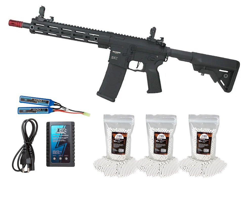 Rifle de Airsoft AEG AR15 Neptune 10" Plus Gatilho ETU Programável 6mm - Rossi + Bateria + Carregador + BBS
