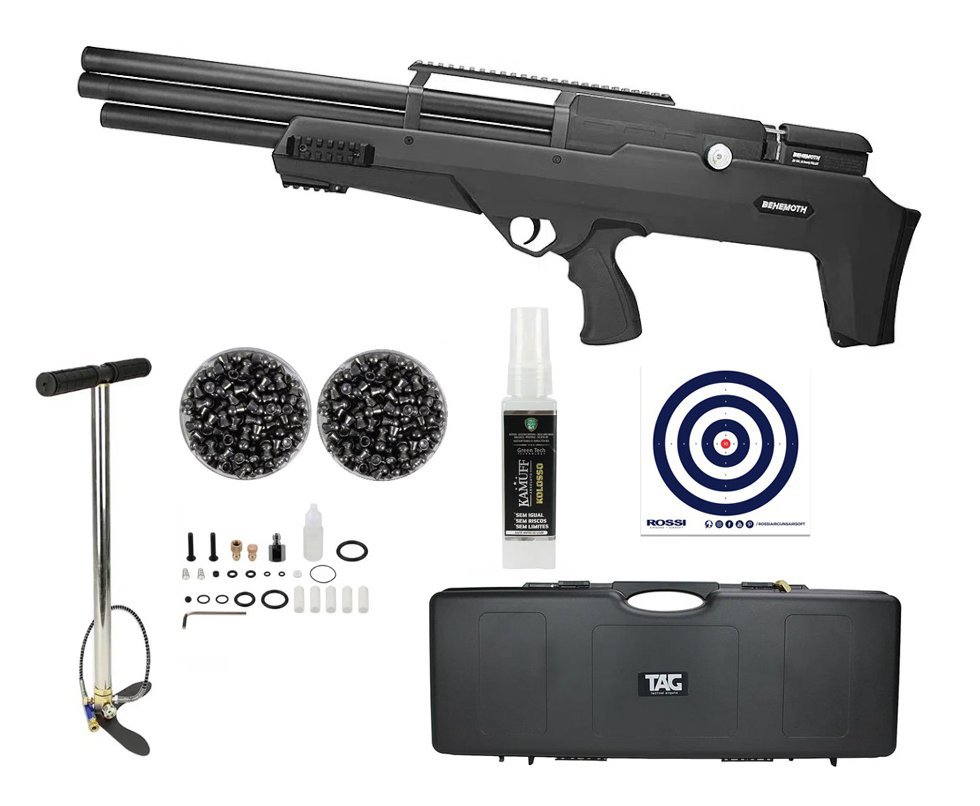 Carabina de Pressão PCP Behemoth PS-R3-SF 5,5 + Case + Bomba + Chumbinho + Alvos + Kamuff