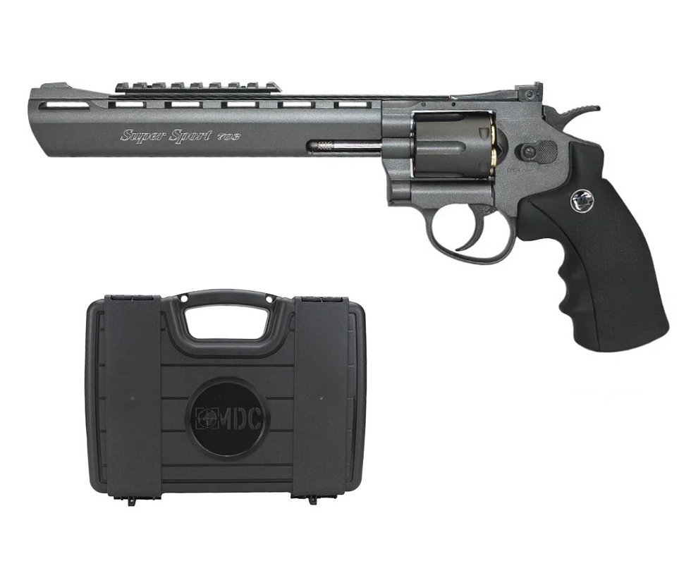 Revólver de Pressão 38 Gás CO2 6 tiros 8" Rossi Full Metal M703B 4,5mm - Wingun + Case