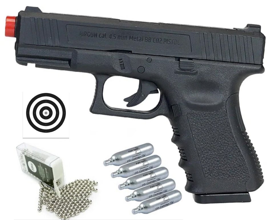 Pistola de Pressão Glock G11 CO2 Rossi 4.5mm G19 NBB + Co2 + Alvos + Bbs