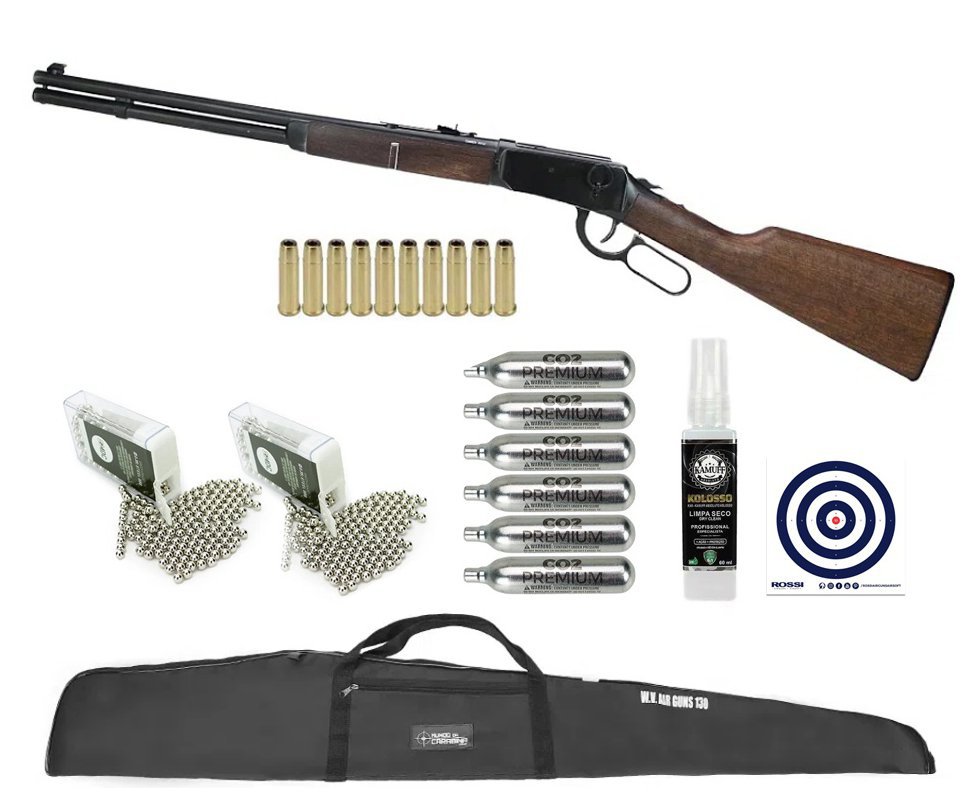 Carabina Rifle Pressão CO2 Legends Cowboy 4,5 + Co2 + Bbs + Capa + Alvos + Kamuff