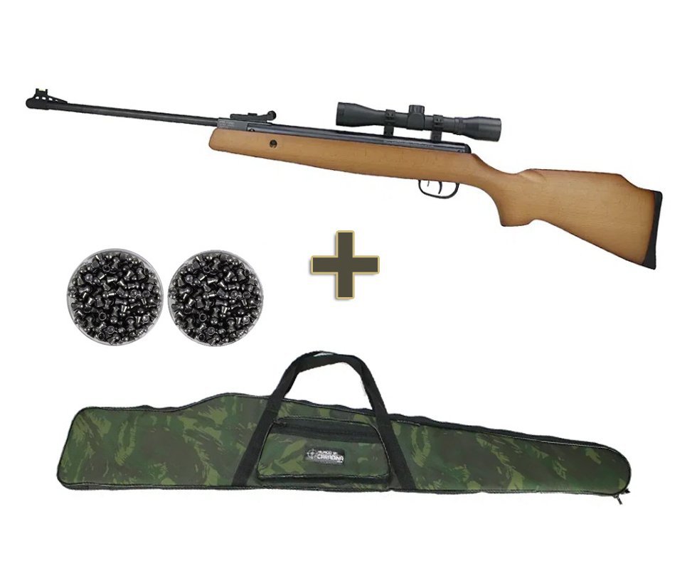 Carabina de Pressão Optmus 5,5mm + Luneta Center Point 4x32 + Chumbos + Capa