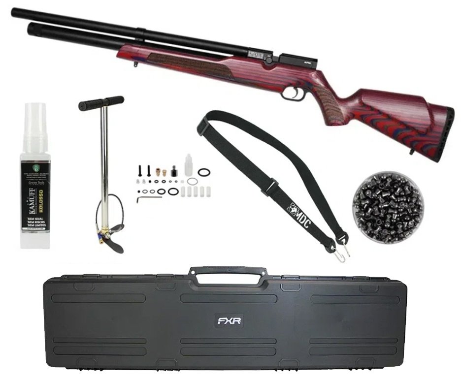 Carabina de Pressão PCP Alpha Laminate Stock 5,5 + Case + Bomba + Chumbo + Bandoleira + Kamuff