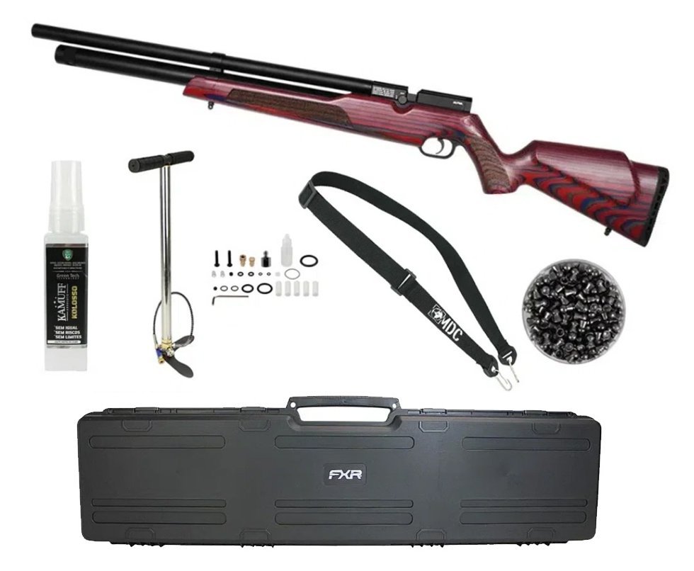 Carabina de Pressão PCP Alpha Laminate Stock 5,5 + Case + Bomba + Chumbo + Bandoleira + Kamuff
