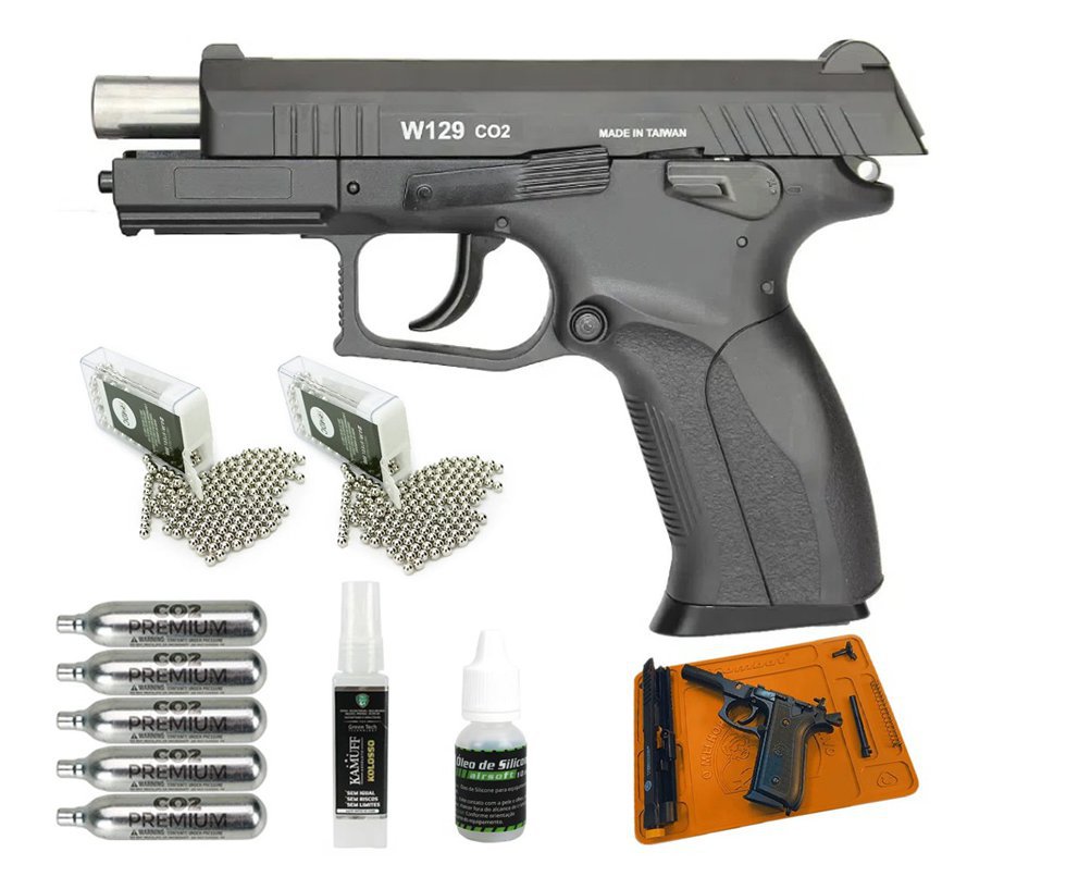 Pistola De Pressão Co2 Blowback Cz300 W129 Wingun 4,5 + Tapete + Co2 + BBS + Kamuff + Óleo
