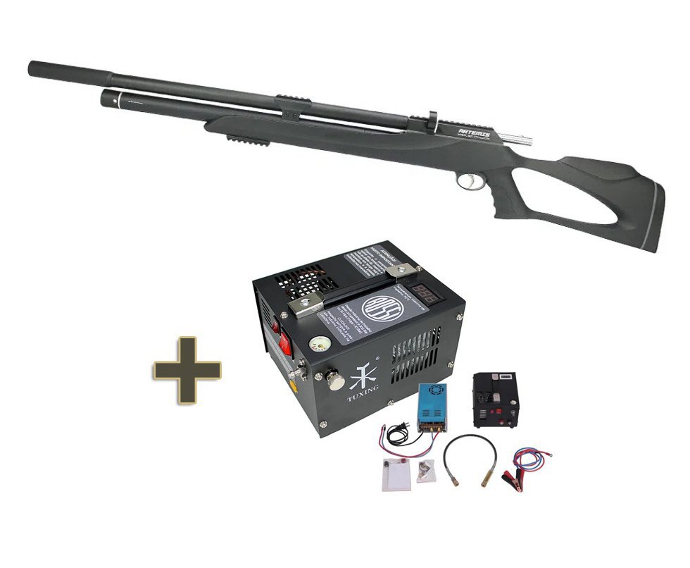 Carabina De Pressão Pcp M25 Thunder Black 5.5mm Artemis Fxr + Compressor Portatil
