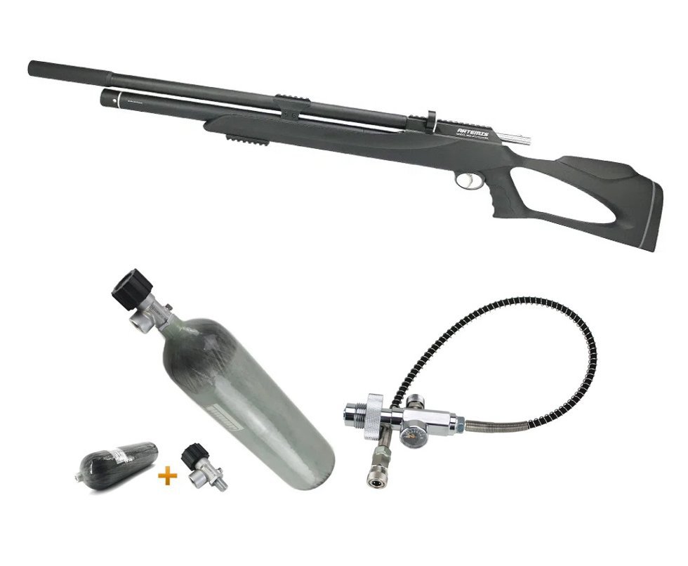 Carabina De Pressão Pcp M25 Thunder Black 5.5mm Artemis Fxr + Cilindro Scuba 6,8L + Estação de Recarga