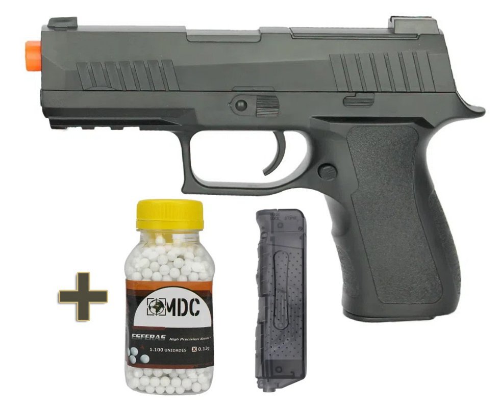 Pistola de Airsoft P320 V311 Spring 6mm - Vigor Rossi + BBS + Speed Loader