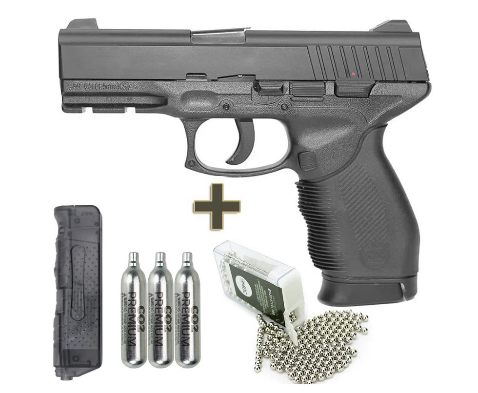 Pistola De Pressão Gas Co2 24/7 4,5mm Kwc + co2 + bbs + Speed Loader