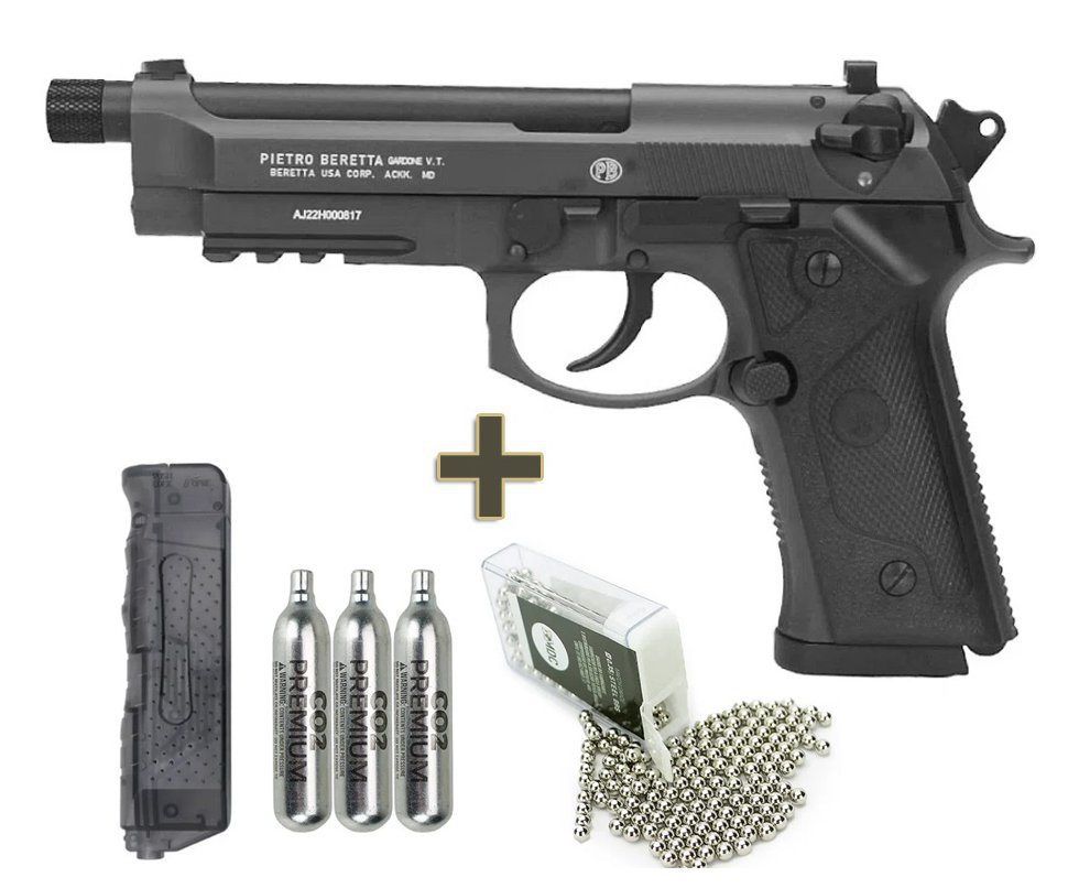 Pistola de Pressão CO2 Beretta M9A3 FM Blowback 4.5 Gray/Black Umarex + Co2 + bbs + Speed Loader