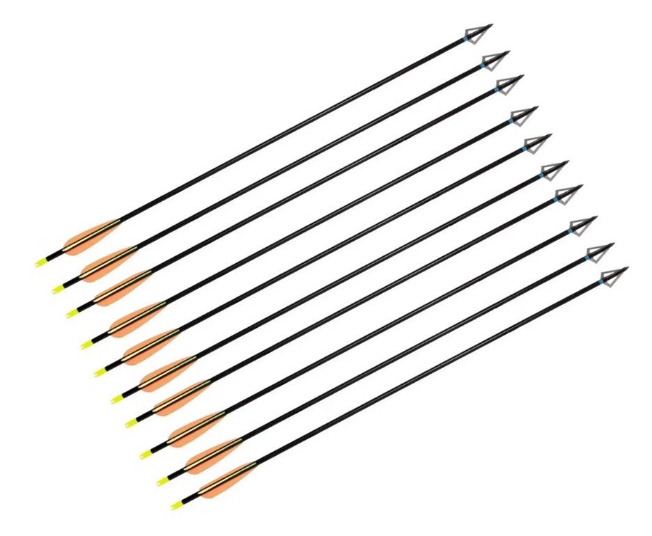 Kit 10 Setas Flecha fibra De Carbono para balestra Com Ponta de Caça 14"