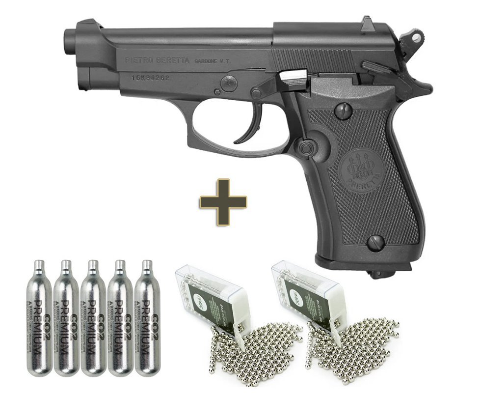 Pistola De Pressão Co2 Beretta 84 Fs Blowback Full Metal 4,5mm + Co2 + bbs