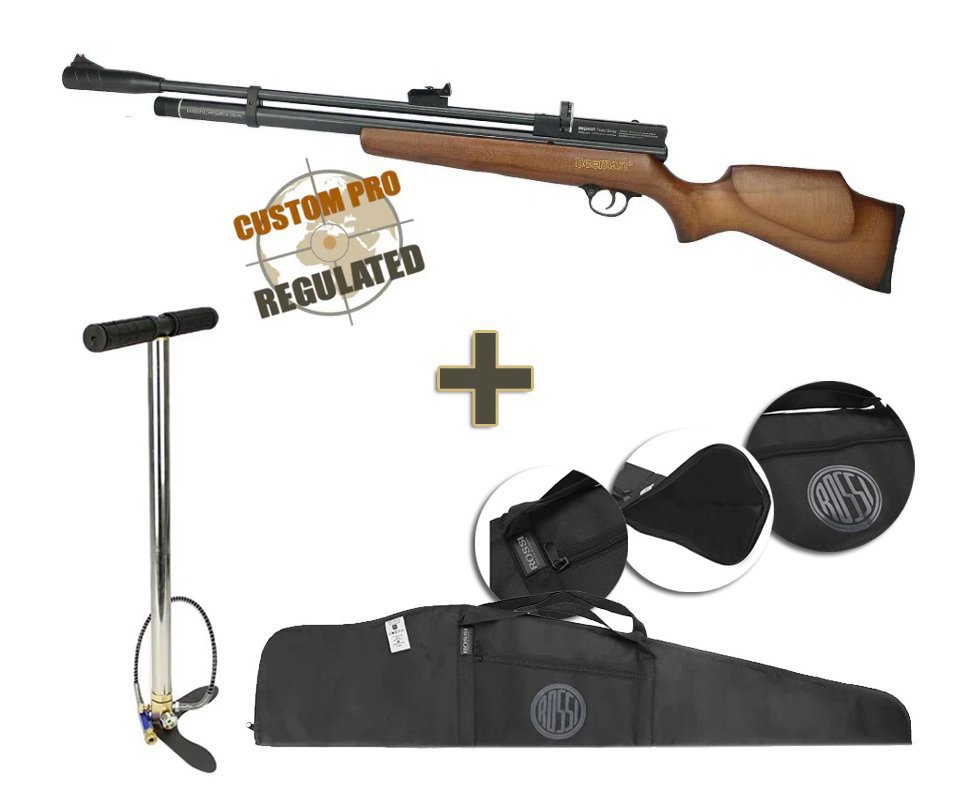 Carabina de Pressão Beeman PCP 1338 Custom Pro Regulated 5,5mm 10 Tiros Rossi + Capa + Bomba