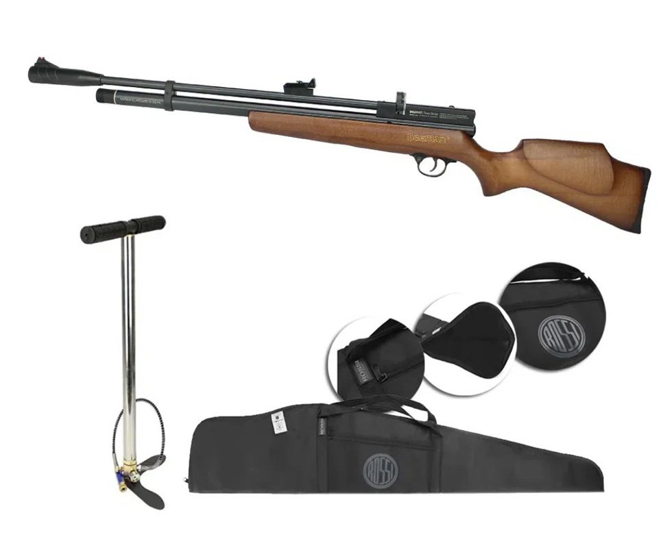 Carabina Pcp Beeman 1338 Qb Chief Madeira 10 Tiros 5,5mm - Rossi + Capa + Bomba